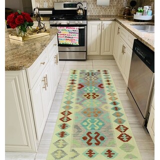 Hand-Woven Sangat Kilim Senay Ivory/Rust Runner - 2'6" x 6'2"
