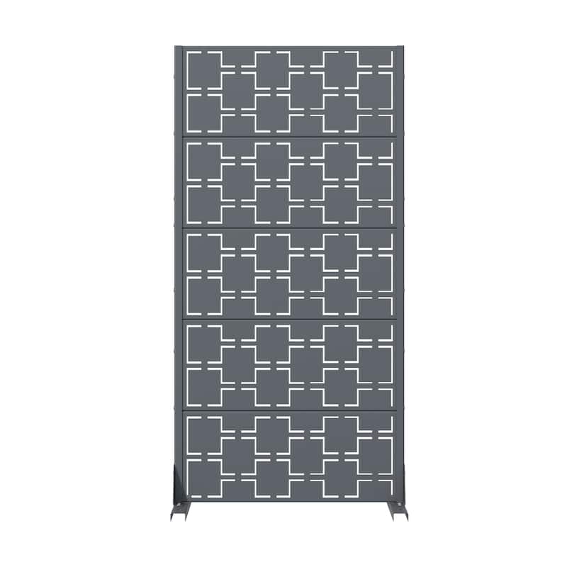 Modern Metal Privacy Screen Outdoor Decorative Partition with Stable Base Hanging Plant-Friendly Panel - 60"H x 30"W