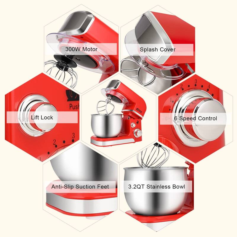 Small Electric Food Mixer,6 Speeds Portable Lightweight Kitchen Mixer