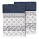 Authentic Hotel and Spa 100% Turkish Cotton Aiden 2PC White Lace Embellished Washcloth Set - Navy