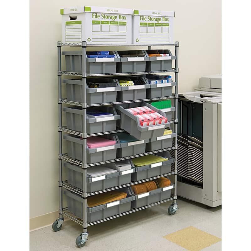 Seville Classics Commercial 7-Tier NSF 16-Bin Rack Shelving, 36" W x 14" D x 56" H - 36" W x 14" D x 56" H