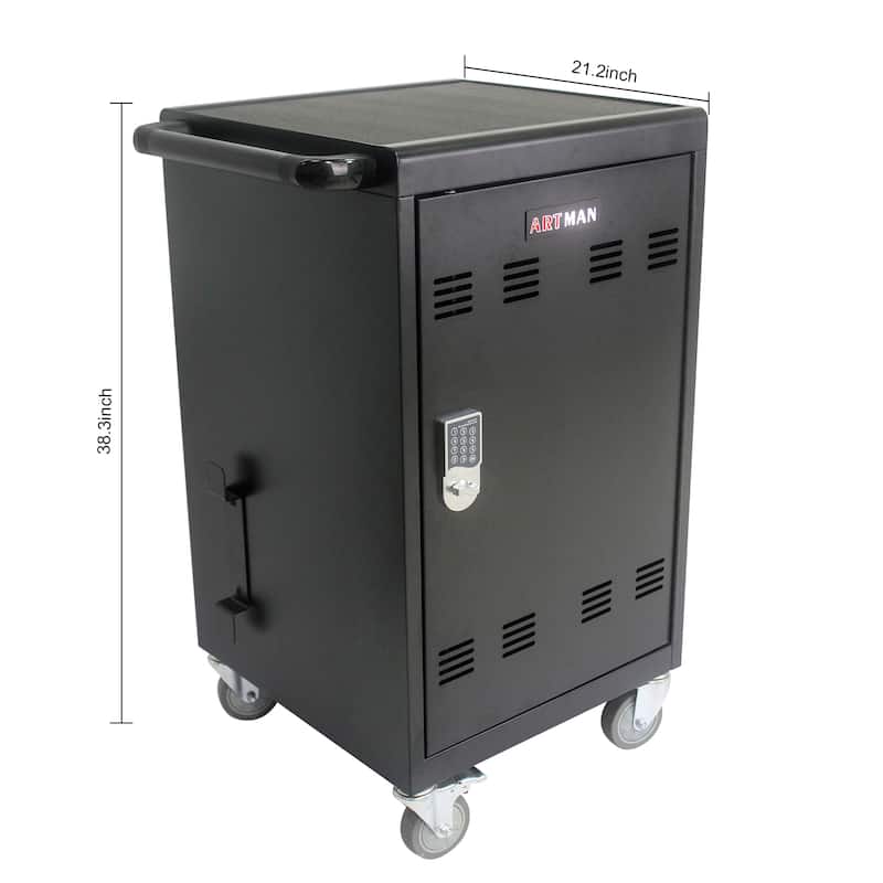 Mobile Charging Cart and Cabinet for Tablets Laptops 30-Device With Combination Lock
