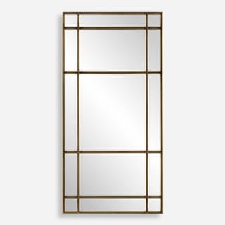 Industrial Window Framed Rectangular Wall Mirror - 79.75" - Antique Gold