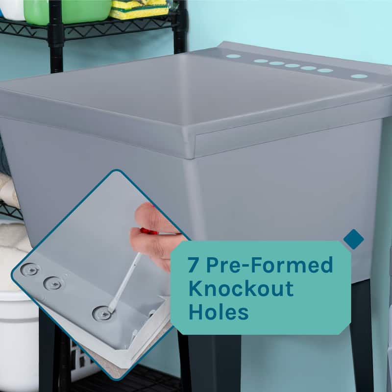 TEHILA Utility Sink Laundry Tub with Black High Arc Coil Faucet