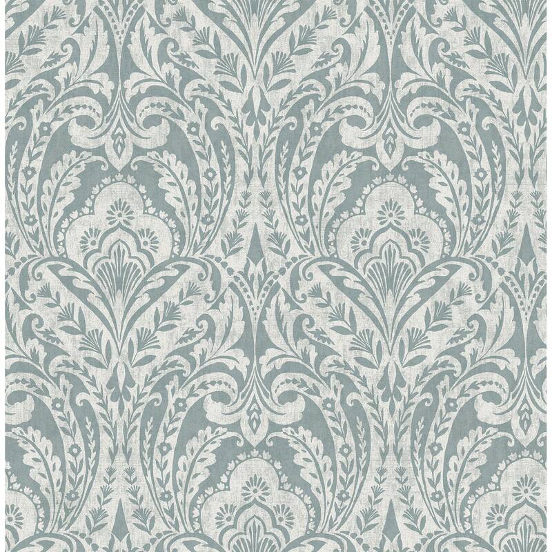 A-Street Prints Berkshire Denim Damask Wallpaper