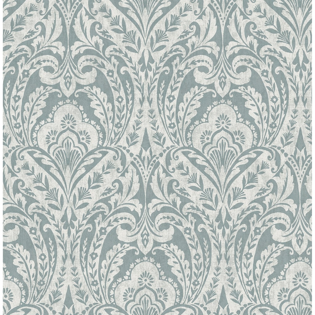 A-Street Prints Berkshire Denim Damask Wallpaper