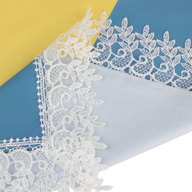 Lace Tablecloth Rectangle Decor Macrame Polyester Table Cover for Outdoor Farmhouse Rustic Kitchen Party Picnic - Yellow Blue - 51x71 Inch
