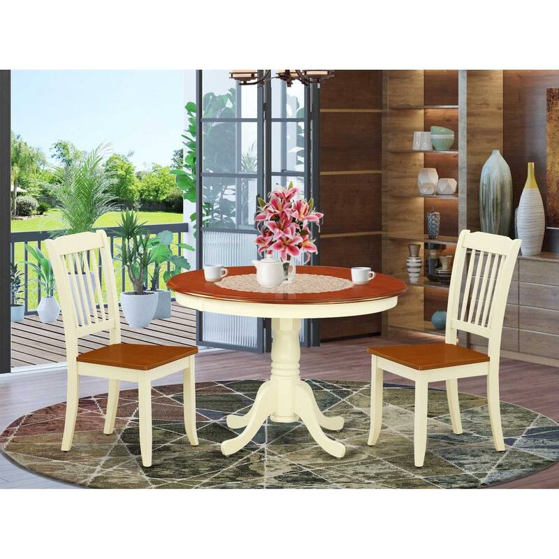 Round Dining Set 3pc 42 Inch Table & 2 Chairs Tuscan Style