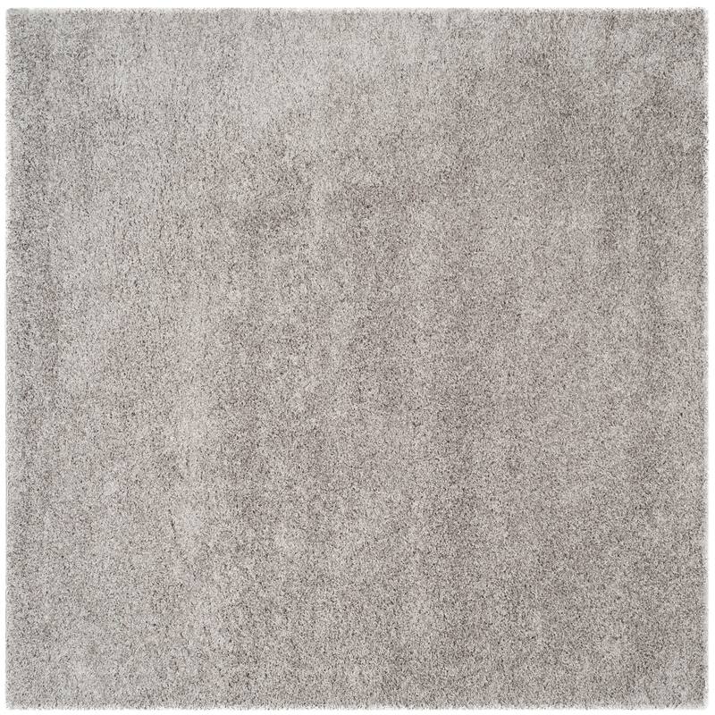SAFAVIEH Laguna Shag Verdiana Solid Color 2-inch Thick Rug. - 6'7" Square - Silver - Square
