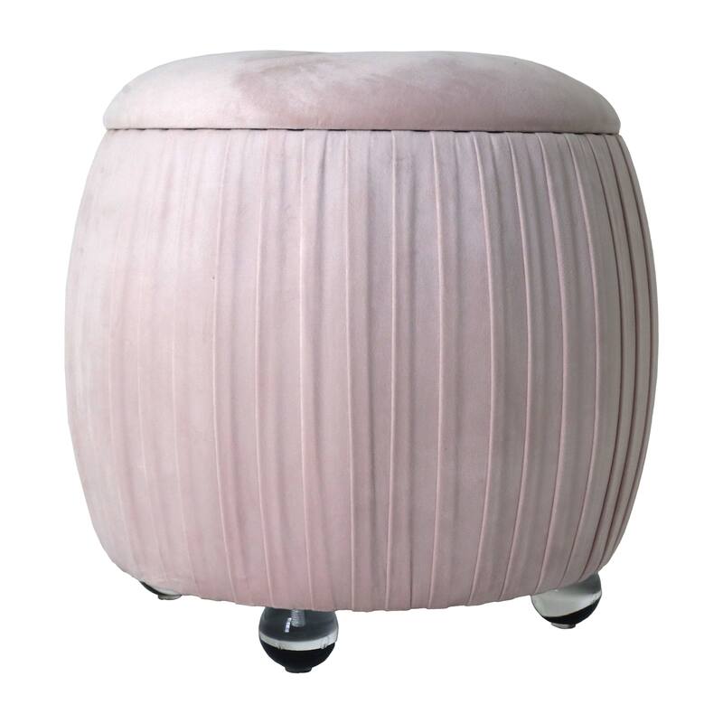 Backless Storage Stool with Velvet Upholstery