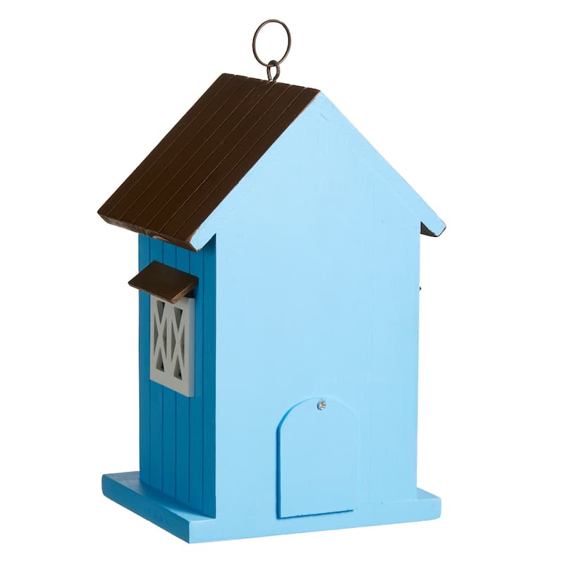 Glitzhome 10"H Solid Wood Beach Hut Decorative Garden Birdhouse - 5.75''L X 5.00''W X 10.00''H