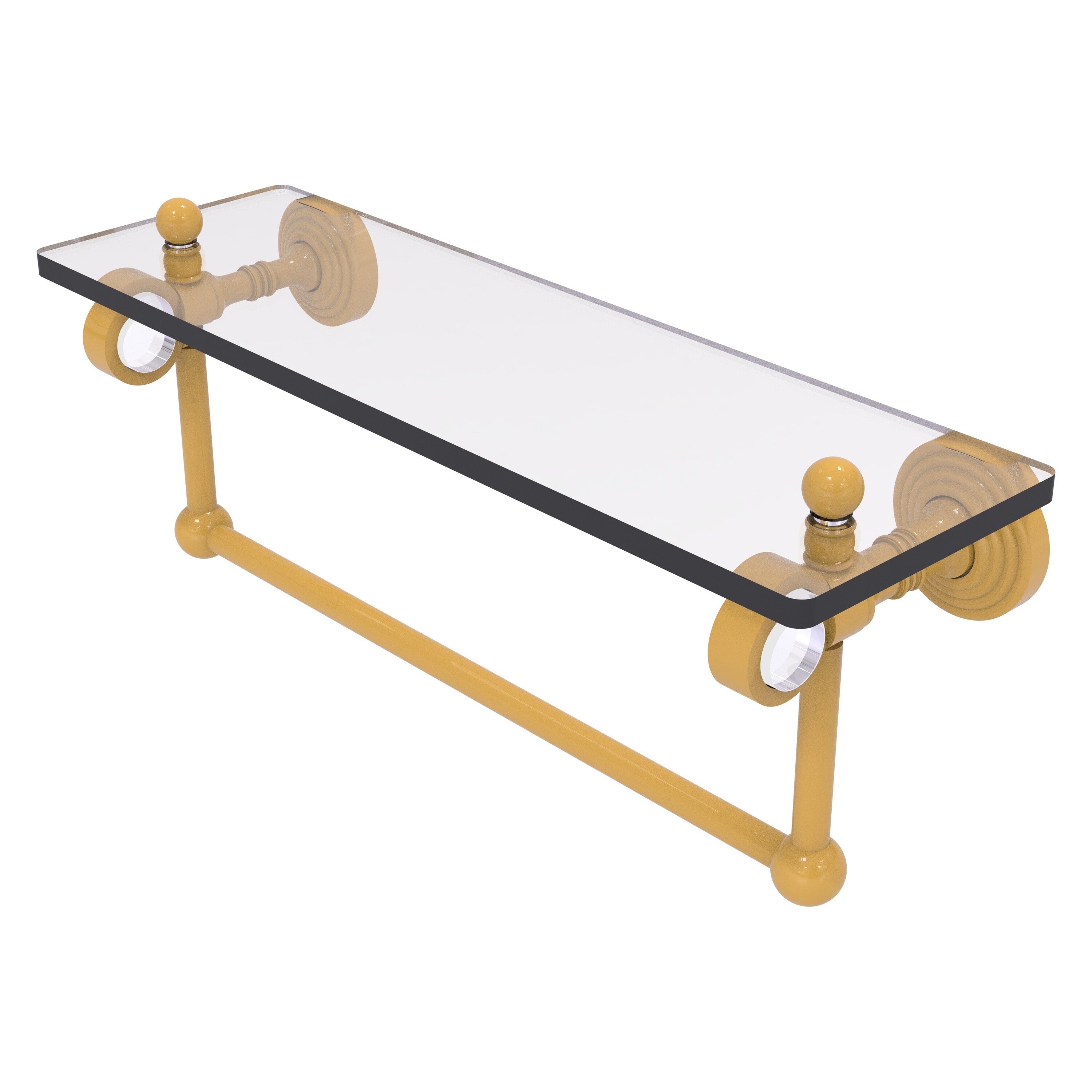 Allied Brass Pacific Grove Collection 16 Inch Glass Shelf with Towel Bar