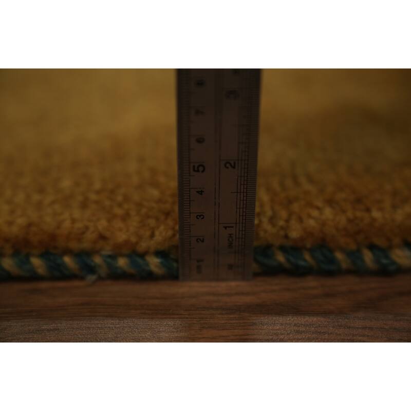 Hand Knotted Oriental 100% Wool Carpet Modern Contemporary Yellow & Gold Gabbeh Runner Rug - 7' 0'' X 2' 9''