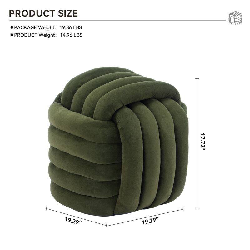 060Chenille Fabric Modern Knot Design Ottoman Makeup Stool Footstool, Comfortable and Stylish Seat for Living Room, Bedroom,