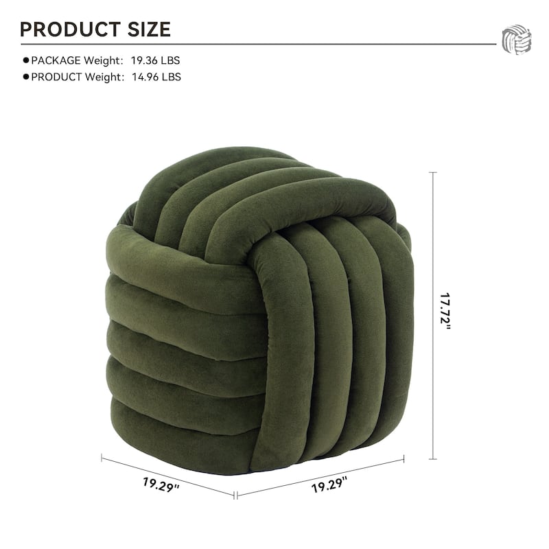 Chenille Fabric Ottoman Vanity Stool, Knot Design Ottoman Footstool, Multi-Functional Upholstered Makeup Stool
