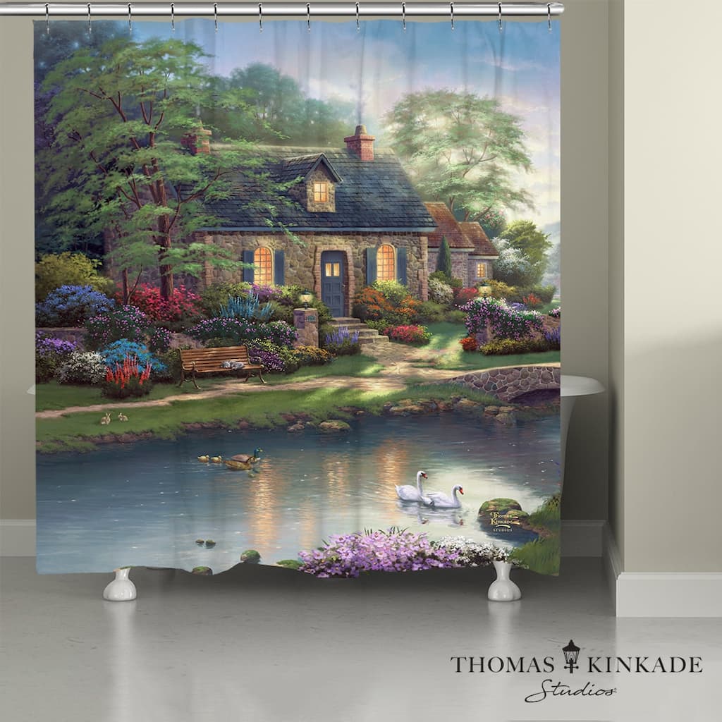 Thomas Kinkade Stoney Creek Cottage Shower Curtain by Laural Home