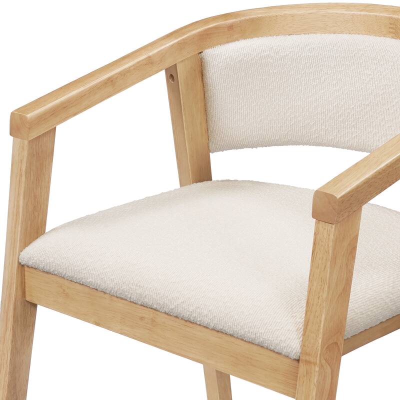 Christopher Knight Home - Noren Mid-Century Boucle Upholstered U-Shaped Dining Chair with Armrest - Set of 2