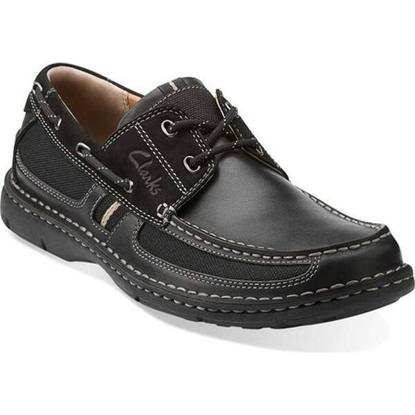 Shop Clarks Men S Waterloo Boat Shoe Black Leather Overstock