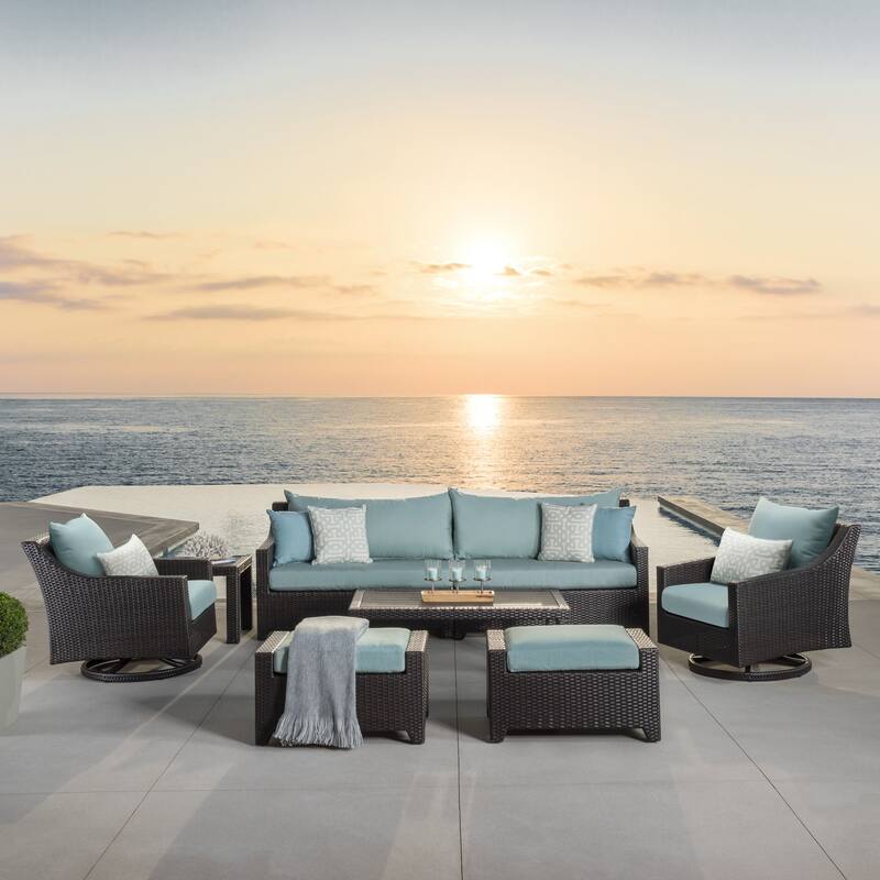 Deco 8 Piece Sunbrella Outdoor Patio Sofa & Motion Club Chair Set