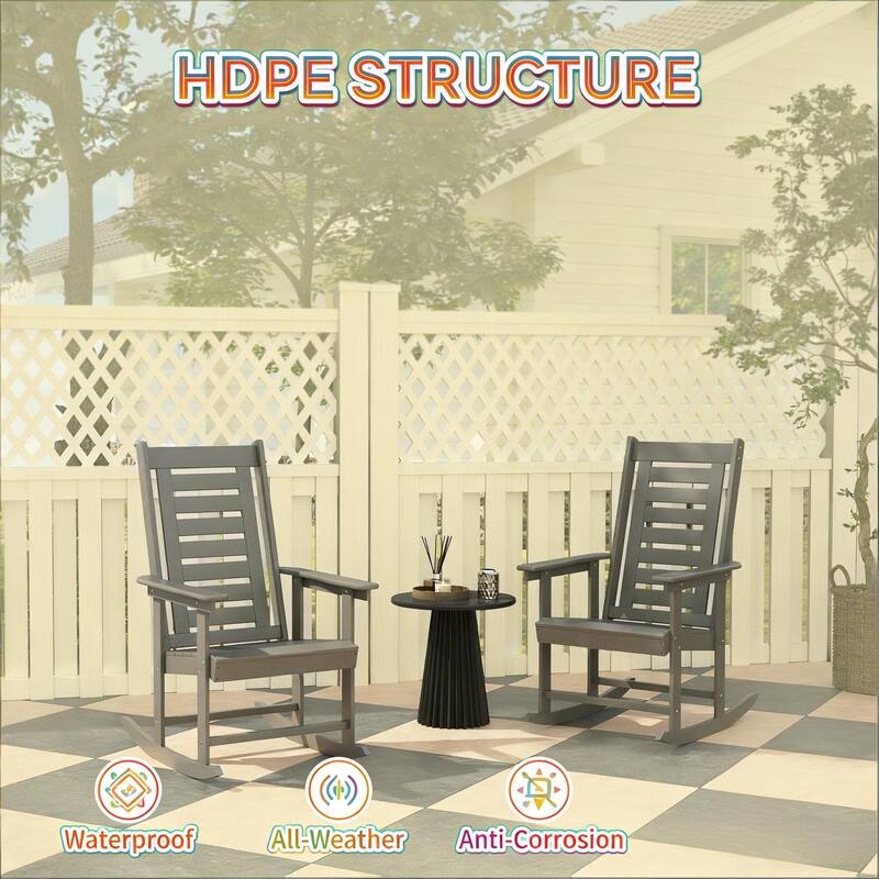 GDFStudio Outdoor Thalassa Rocking with Slatted Breathable Seats Set of 2