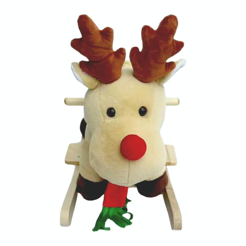 Kids Ride-On Rocking Horse Toy with Lullaby Song, Rocking Toy with Hand Puppets & Safety Belt