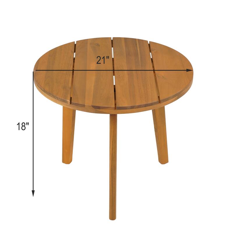 Roomfitters Acacia Wood Outdoor Side Table with Round Slatted Surface, Modern Patio Accent for Any Seating Area, Teak