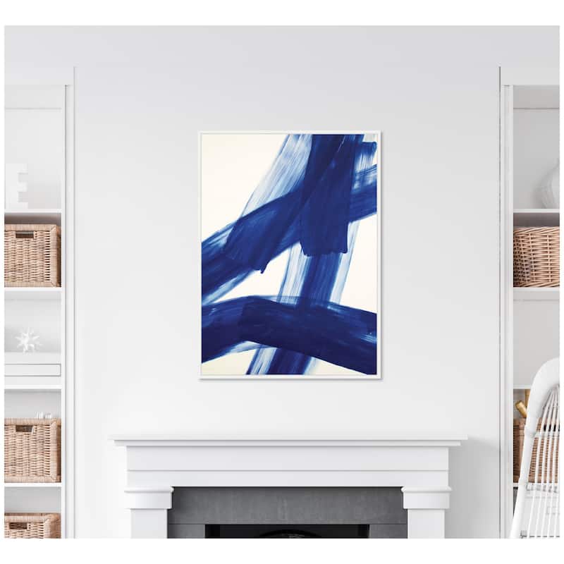 Kate and Laurel Cobalt Mark No. 3 by Amy Lighthall Framed Canvas Wall Art Print