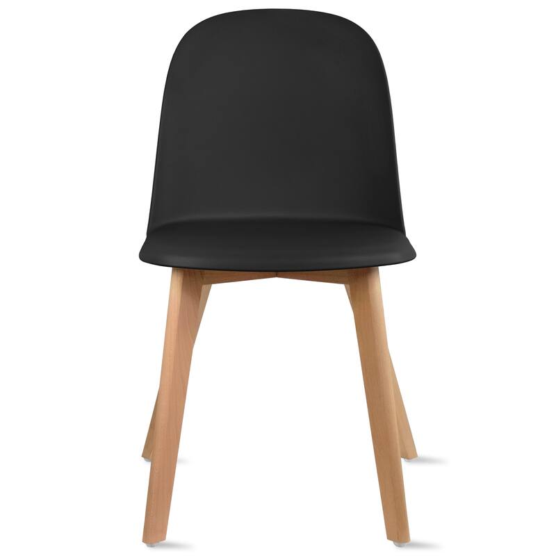 Set of 4 Plastic Dining Side Chair Wood For Event Kitchen Office Event Garden Patio Cafe