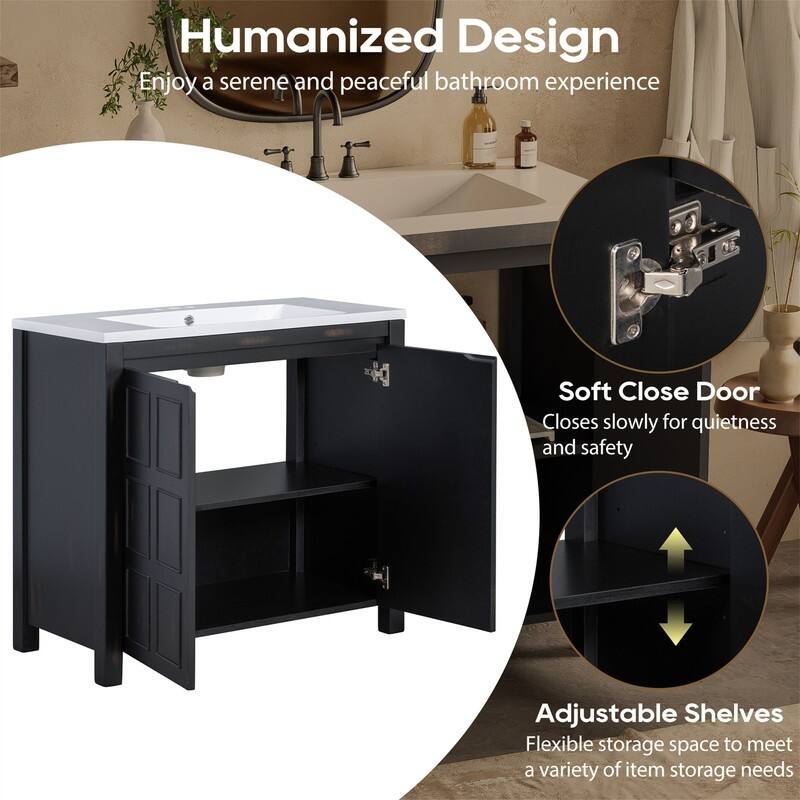 24''/36" Bathroom Vanity Organizer with Sink,Combo Cabinet Set，Bathroom Storage Cabinet