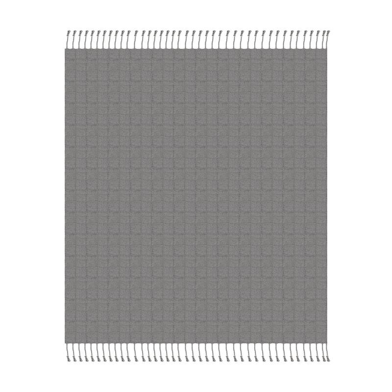 50" X 60" Gray Woven Cotton Throw Blanket with Fringe