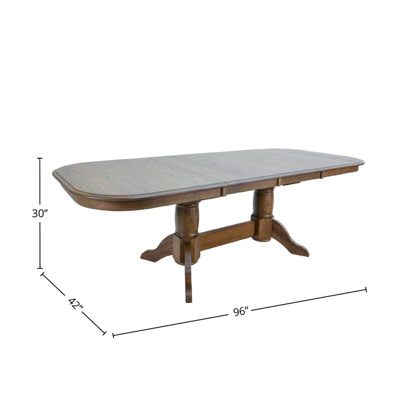 Colonial Oak 42 x 42-96" Extendable Dining Table, Weathered Chestnut