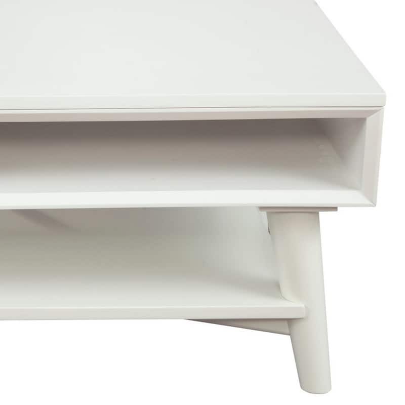 Coffee Table with 1 Drawer and Open Shelf, White