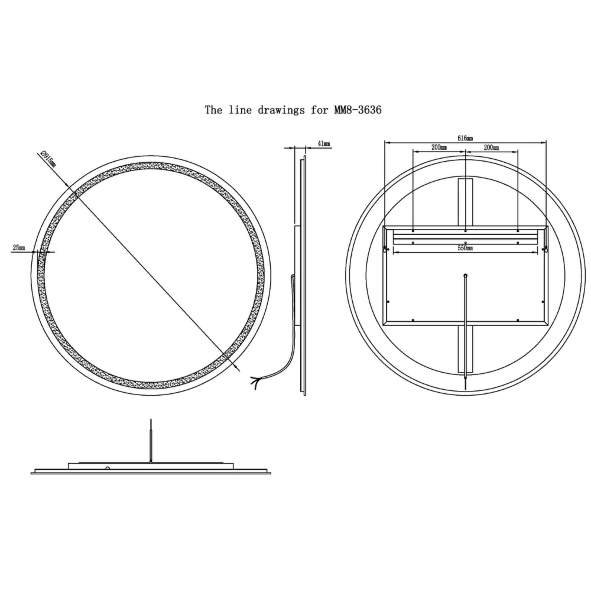 Modern Mirrors Solstice Round LED Lighted Bathroom Vanity Mirror, Wall