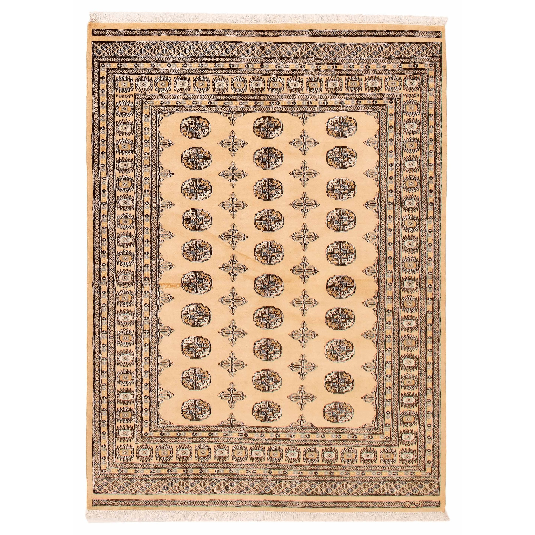 ECARPETGALLERY Hand-knotted Peshawar Bokhara Beige Wool Rug - 5'9 x 7'7