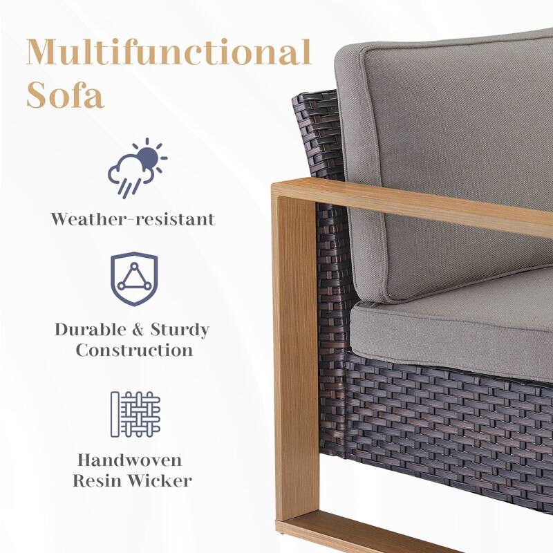 Pocassy Outdoor Sofa Patio Swivel Chair Funiture Set