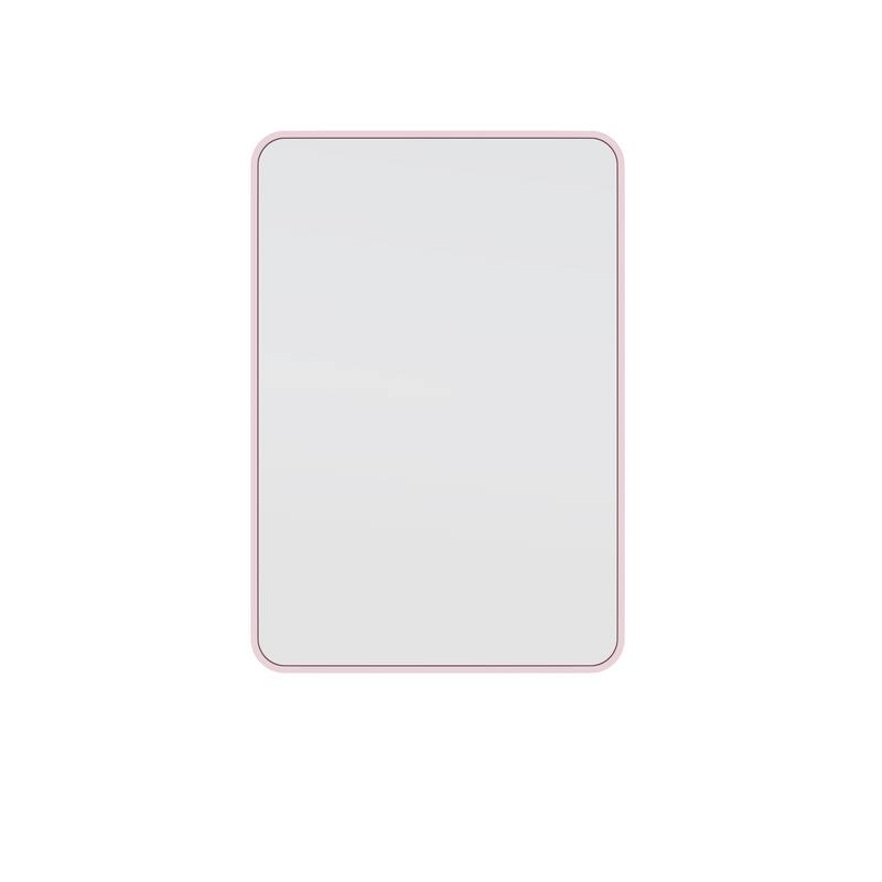 Glass Warehouse 32 in. H x 22 in. W Radius Corner Stainless Steel Framed Mirror