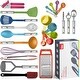 preview thumbnail 7 of 29, Kitchen Utensil Set, 24 Nylon and Stainless Steel Cooking Utensils multi color