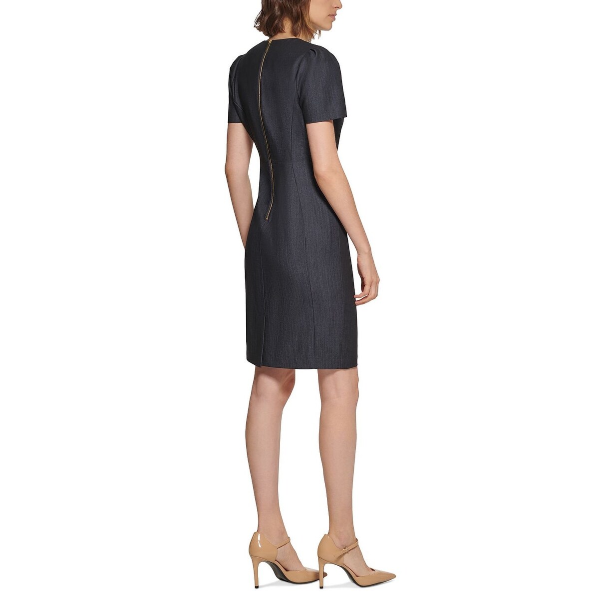 Calvin Klein Women's Puff Sleeve Denim Sheath Dress Blue Size 4Petite - Bed  Bath & Beyond - 40628216