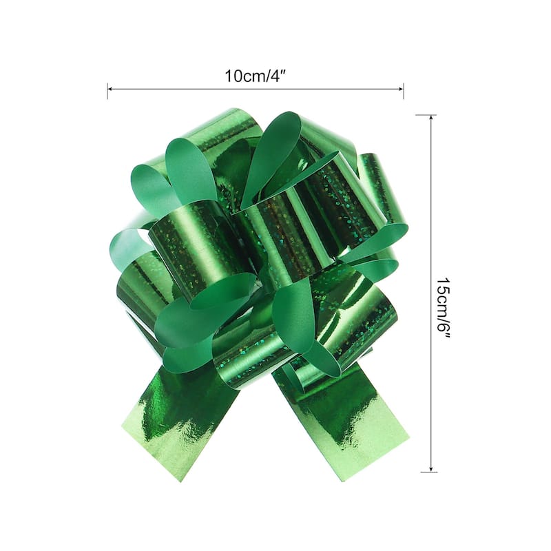 10pcs Metallic Large Big Pull Bow Glitter Gift Wrapping Bows Ribbon - Green - 4 inch