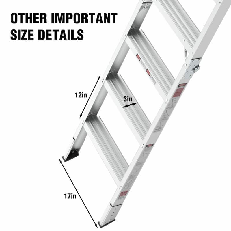 Household Aluminum Attic Ladder: 25" x 54", 375 lbs Capacity, Fits 7'8" to 10'3" Ceiling Heights