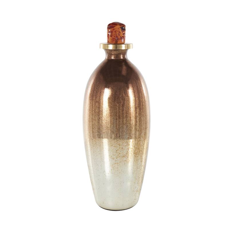 Copper Glass Speckled Ombre Living Room Decorative Jars with Textured Top Knob and Gold and Beige Accents