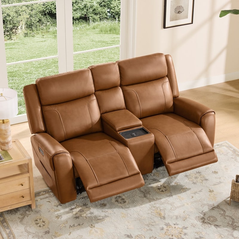 Spruce & Spring Leo Power Wall Hugger Reclining Sofa with Multi-Function Console