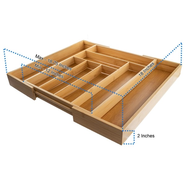 Bamboo Expandable Drawer Organizer - 8 Organizing Compartments ...