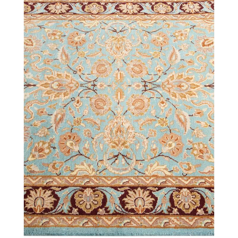 Overton Handknotted Wool Traditional Oriental Light Blue Area Rug - 3' x 5'