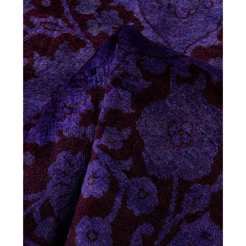 Overdyed One-of-a-Kind Hand-Knotted Area Rug - Purple - 2' 7" x 7' 9"
