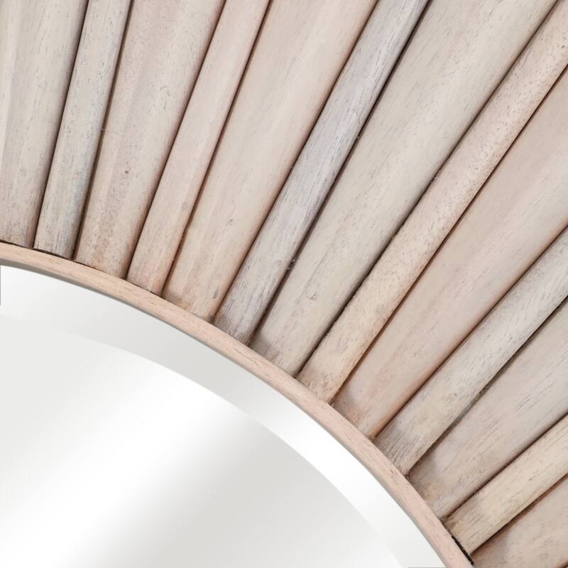 Wood Wall Mirror Modern Fluted Large Rectangular Decor - 60" White - 60" x 1.5" x 36.5"