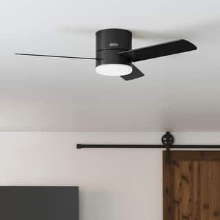 Hunter 52" Minimus Modern Sleek Low Profile Ceiling Fan with LED Light, Handheld Remote - Contemporary, Transitional
