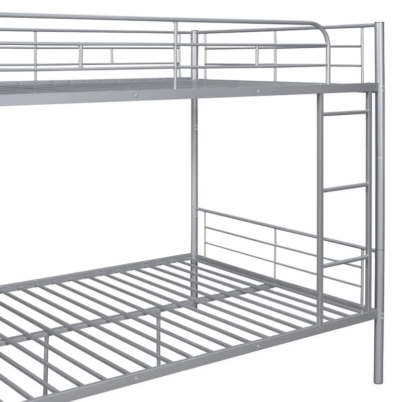 Silver Full over Full Bunk Bed with Full-Length Guardrail