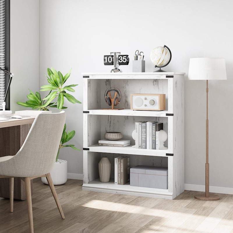 3 Tier Bookcase, Freestanding Wooden Bookshelf Storage Organizer Display Shelf