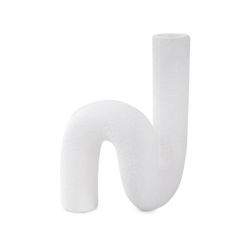 White Abstract Curved Tube Vase Tall